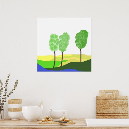 abstracte landschapskunst poster (Keuken)