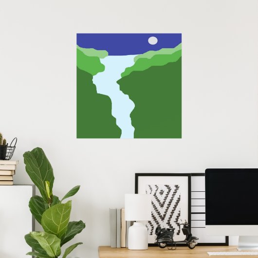 abstracte landschapskunst poster (Thuiskantoor)