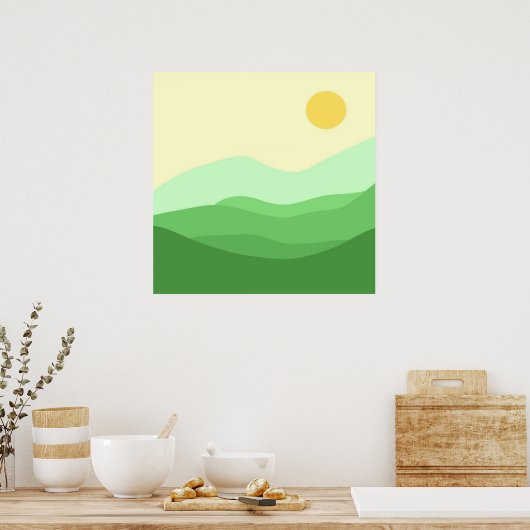 abstracte landschapskunst poster (Keuken)