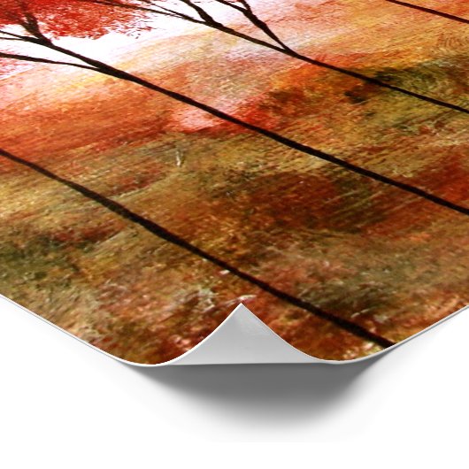 Abstracte landschapskunst, Red Skinny Trees Autumn Poster (Hoek)