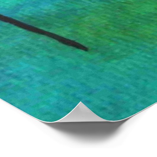 Abstracte landschapskunst, slanke bomen, turquoise poster (Hoek)