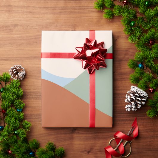 Abstracte landschapskunst – Terracotta, Sage & Sky Cadeaupapier (Feestdagen Geschenken)