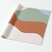 Abstracte landschapskunst – Terracotta, Sage & Sky Cadeaupapier (Uitgerold)