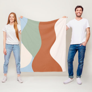 Abstracte landschapskunst – Terracotta, Sage & Sky Fleece Deken