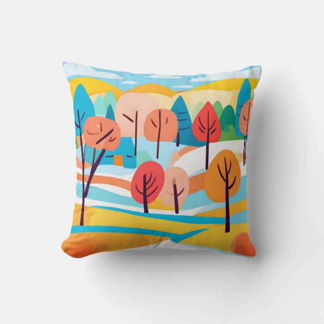 Abstracte Landschapsminimalistische stijl Kussen (Voorkant)