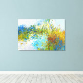 Abstracte landschapsschilderende presentator 24x36 canvas afdruk (Insitu (Houten vloer))