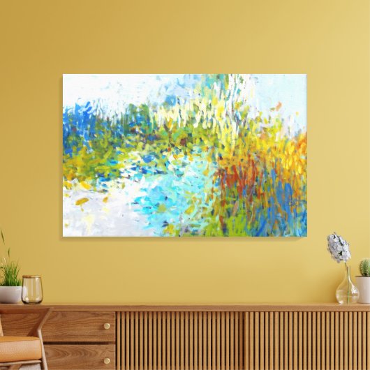 Abstracte landschapsschilderende presentator 24x36 canvas afdruk (Insitu (Woonkamer))