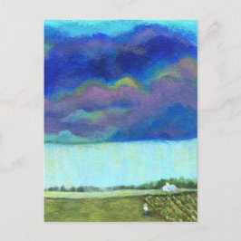 Abstracte landschapsschildering voor folkkunst briefkaart