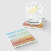 Abstracte landschapsstrepen & uw woorden stenen onderzetter (Zijkant)