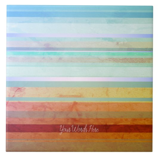 Abstracte landschapsstrepen & uw woorden tegeltje (Voorkant)
