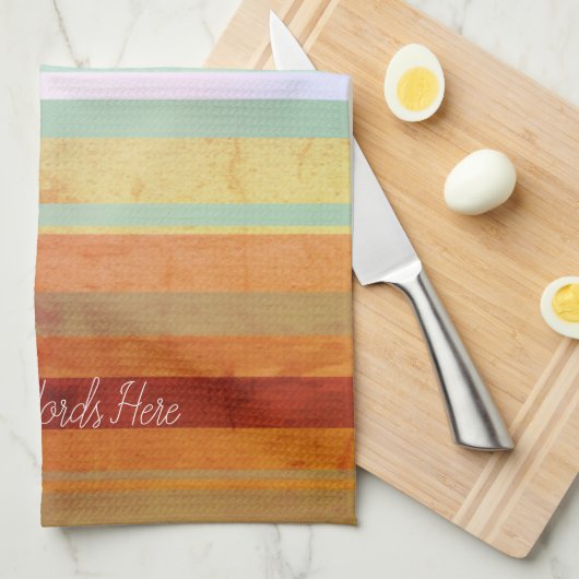 Abstracte landschapsstrepen & uw woorden theedoek (Quarter Fold)