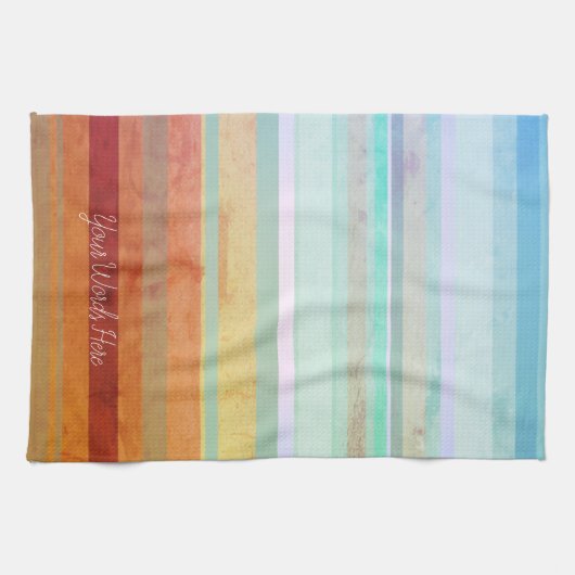 Abstracte landschapsstrepen & uw woorden theedoek (Horizontaal)