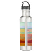 Abstracte landschapsstrepen & uw woorden waterfles  (Achterkant)