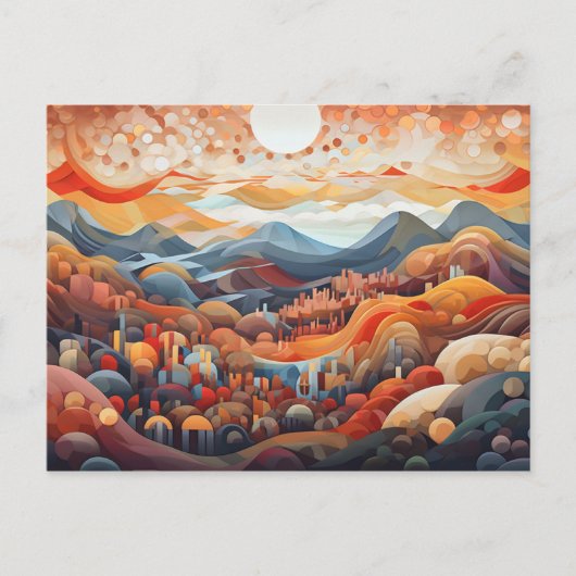 Abstracte Landschapsvallei versus bergillustrator Briefkaart (Voorkant)