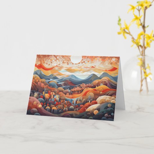 Abstracte Landschapsvallei versus bergillustrator Kaart (Gele Bloem)