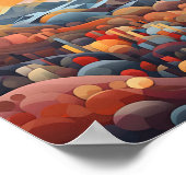 Abstracte Landschapsvallei versus bergillustrator Poster (Hoek)