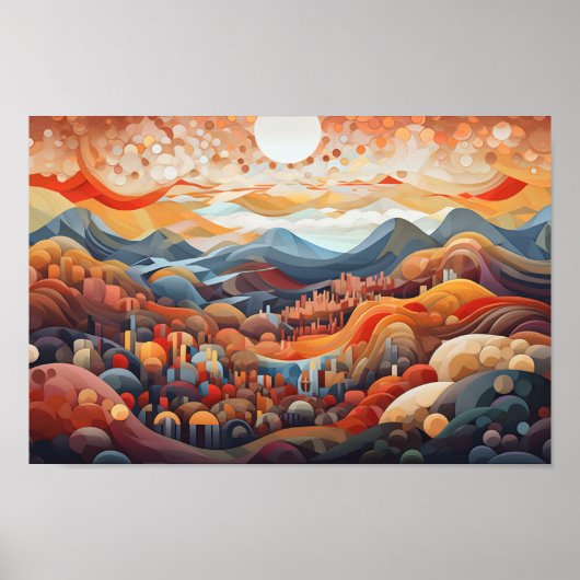 Abstracte Landschapsvallei versus bergillustrator Poster (Voorkant)