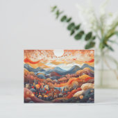Abstracte Landschapsvallei Vs Berg Illustrator Briefkaart (Staand voorkant)