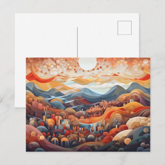 Abstracte Landschapsvallei Vs Berg Illustrator Briefkaart (Voorkant / Achterkant)