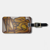 Abstracte langwerpige hedendaagse kunst in ochre e bagagelabel (Voorkant horizontaal)