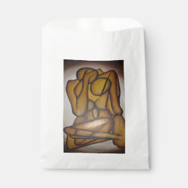 Abstracte langwerpige hedendaagse kunst in ochre e bedankzakje