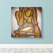 Abstracte langwerpige hedendaagse kunst in ochre e canvas afdruk (Insitu (Houten vloer))