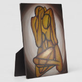 Abstracte langwerpige hedendaagse kunst in ochre e fotoplaat (Zijkant)