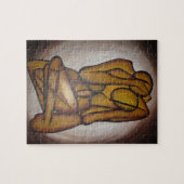 Abstracte langwerpige hedendaagse kunst in ochre e legpuzzel (Horizontaal)