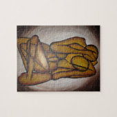 Abstracte langwerpige hedendaagse kunst in ochre e legpuzzel (Horizontaal)