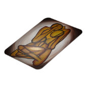 Abstracte langwerpige hedendaagse kunst in ochre e magneet (Linkerzijde)