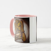 Abstracte langwerpige hedendaagse kunst in ochre e mok (Voorkant links)