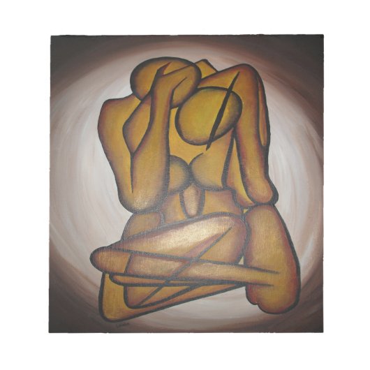 Abstracte langwerpige hedendaagse kunst in ochre e notitieblok (Voorkant)