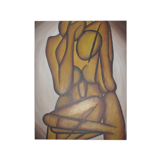 Abstracte langwerpige hedendaagse kunst in ochre e notitieblok (Linkerzijde)