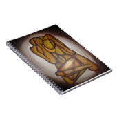 Abstracte langwerpige hedendaagse kunst in ochre e notitieboek (Rechterzijde)