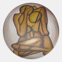 Abstracte langwerpige hedendaagse kunst in ochre e