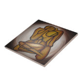 Abstracte langwerpige hedendaagse kunst in ochre e tegeltje (Zijkant)