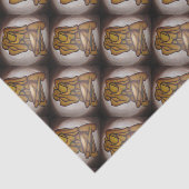 Abstracte langwerpige hedendaagse kunst in ochre e tissuepapier (Detail)