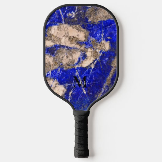Abstracte Lapis Lazuli Blauwe Graniet kalligrafie Pickleball Paddle (Voorkant)