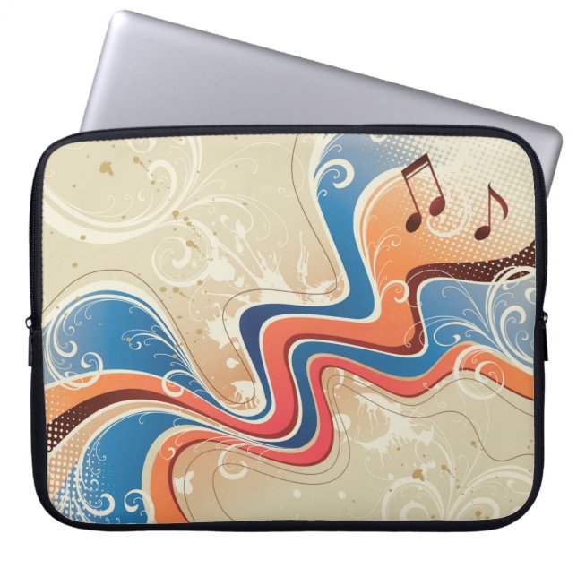 Abstracte laptophoes met achtergrondmuziek laptop sleeve (Voorkant)