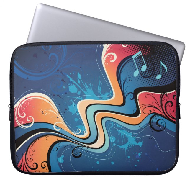 Abstracte laptophoes met achtergrondmuziek laptop sleeve (Voorkant)