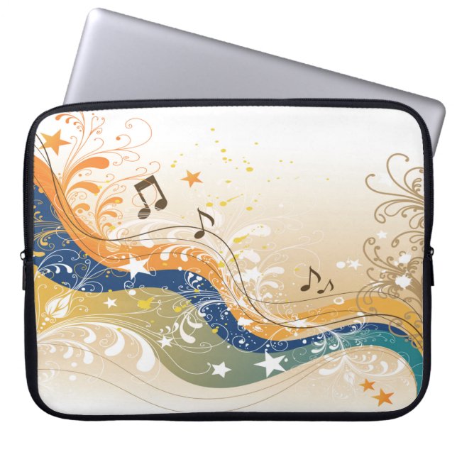 Abstracte laptophoes met achtergrondmuziek laptop sleeve (Voorkant)