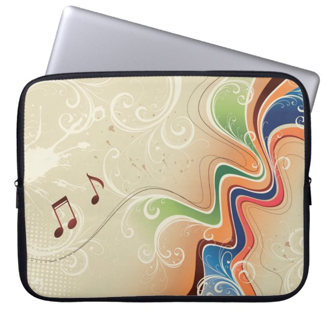 Abstracte laptophoes met achtergrondmuziek laptop sleeve (Voorkant)