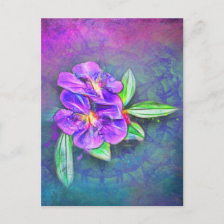 abstracte lasiandra op getextureerde kaleidoscoop briefkaart