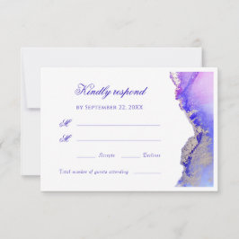 Abstracte Lavendel Ink Wash Wedding RSVP Kaart