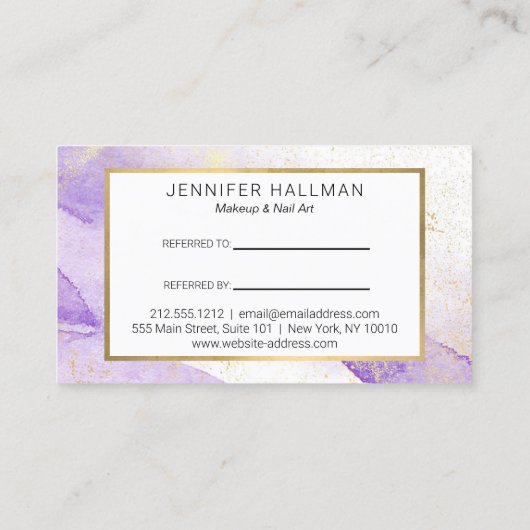 Abstracte lavendel Waterverf doorverwijzing Visitekaartje (Achterkant)