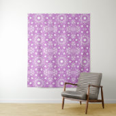 Abstracte lavendel White Kaleidoscope Wall Tapestr Wandkleed (In situ)