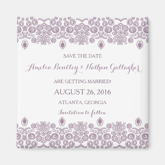 Abstracte Lavendelrand Save the Date Magnet (Voorkant)