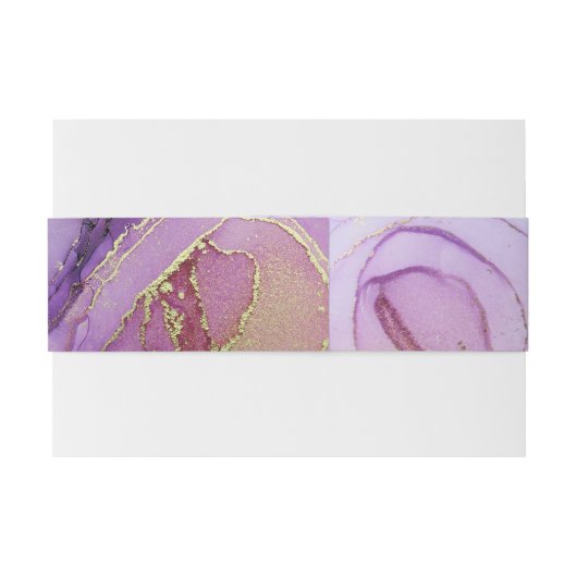 Abstracte lavender Gold Wedding Uitnodigingen Wikkel (Achterkant Voorbeeld)