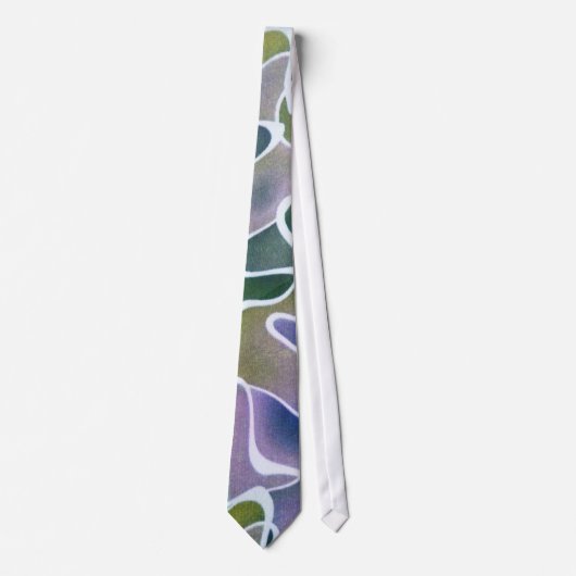 Abstracte lavender Paars Olive Green and White Stropdas (Voorkant)
