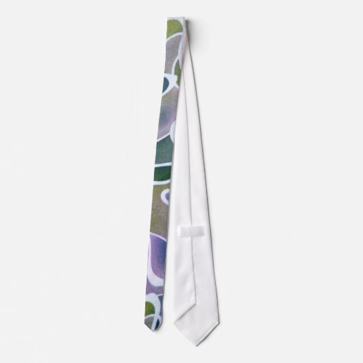 Abstracte lavender Paars Olive Green and White Stropdas (Achterkant)